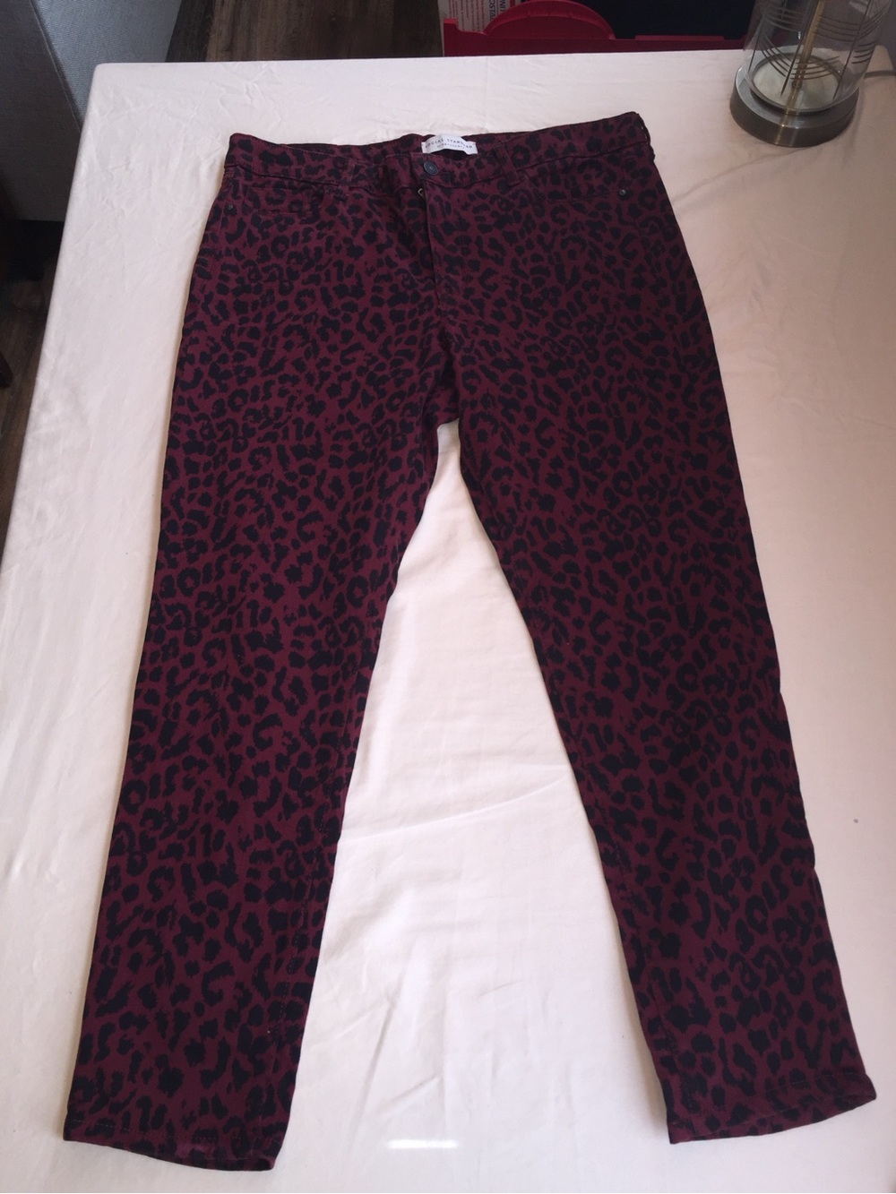 Social Standards Women’s Burgundy Leopard Print Jeans